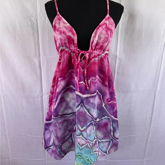 Hand dyed Woman’s Plunge Front Coverup - Picture 1 of 9